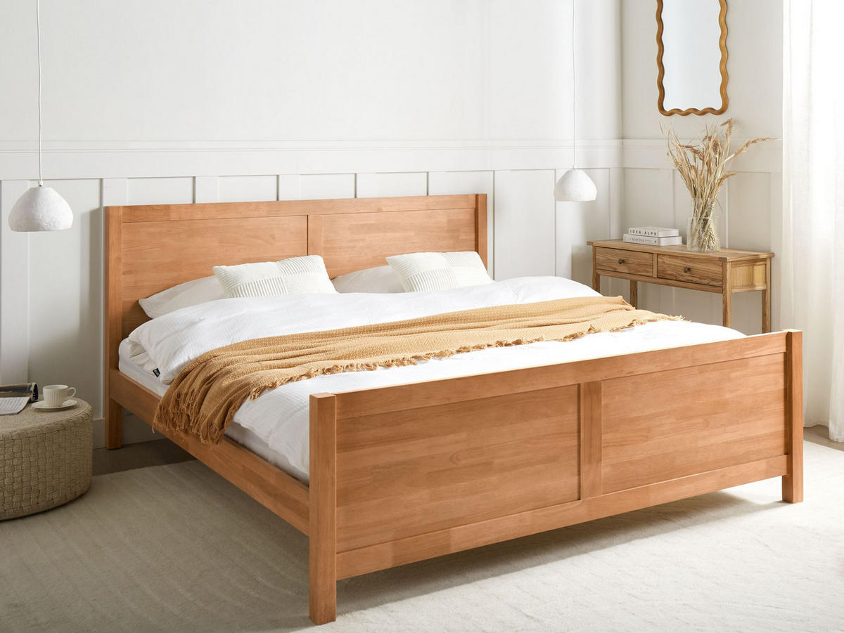 BETT mit Lattenrost 180x200 cm Heller Holzfarbton Champagnat - Hellbraun, Holz (180/200cm) - Beliani