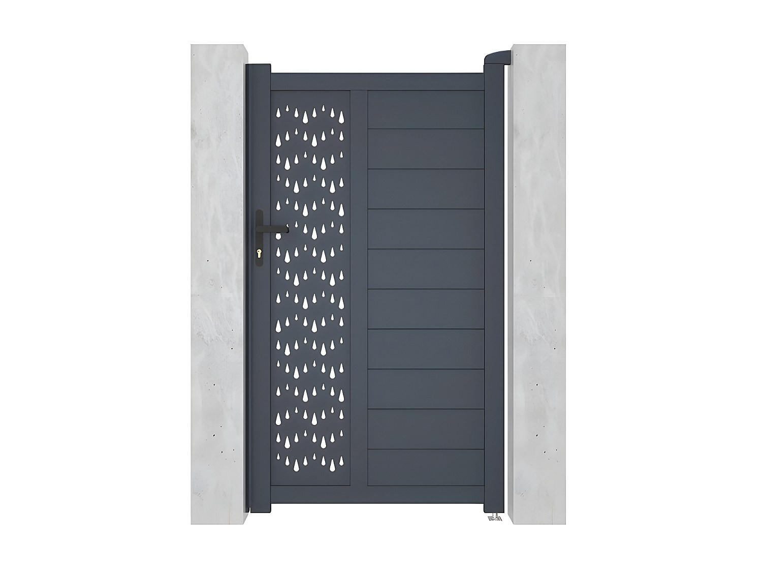 EINGANGSTOR - 100cm x 4.6cm - Aluminium - anthrazitgrau - GREGOR - Anthrazit, Metall (100/176cm) - Vente-Unique