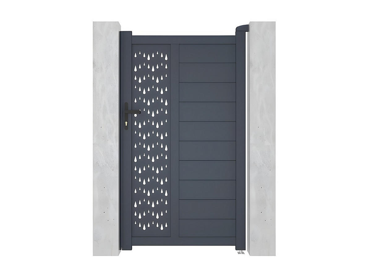 EINGANGSTOR - 100cm x 4.6cm - Aluminium - anthrazitgrau - GREGOR - Anthrazit, Metall (100/176cm) - Vente-Unique