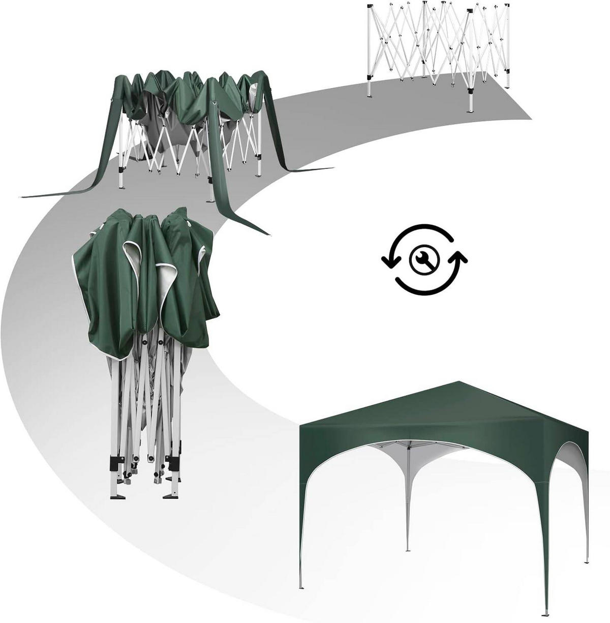 PAVILLON Faltbar wasserdichter Faltpavillon, aus Oxford Metallrahmen 3x3m - Grün, Metall (300/260/300cm) - Woltu