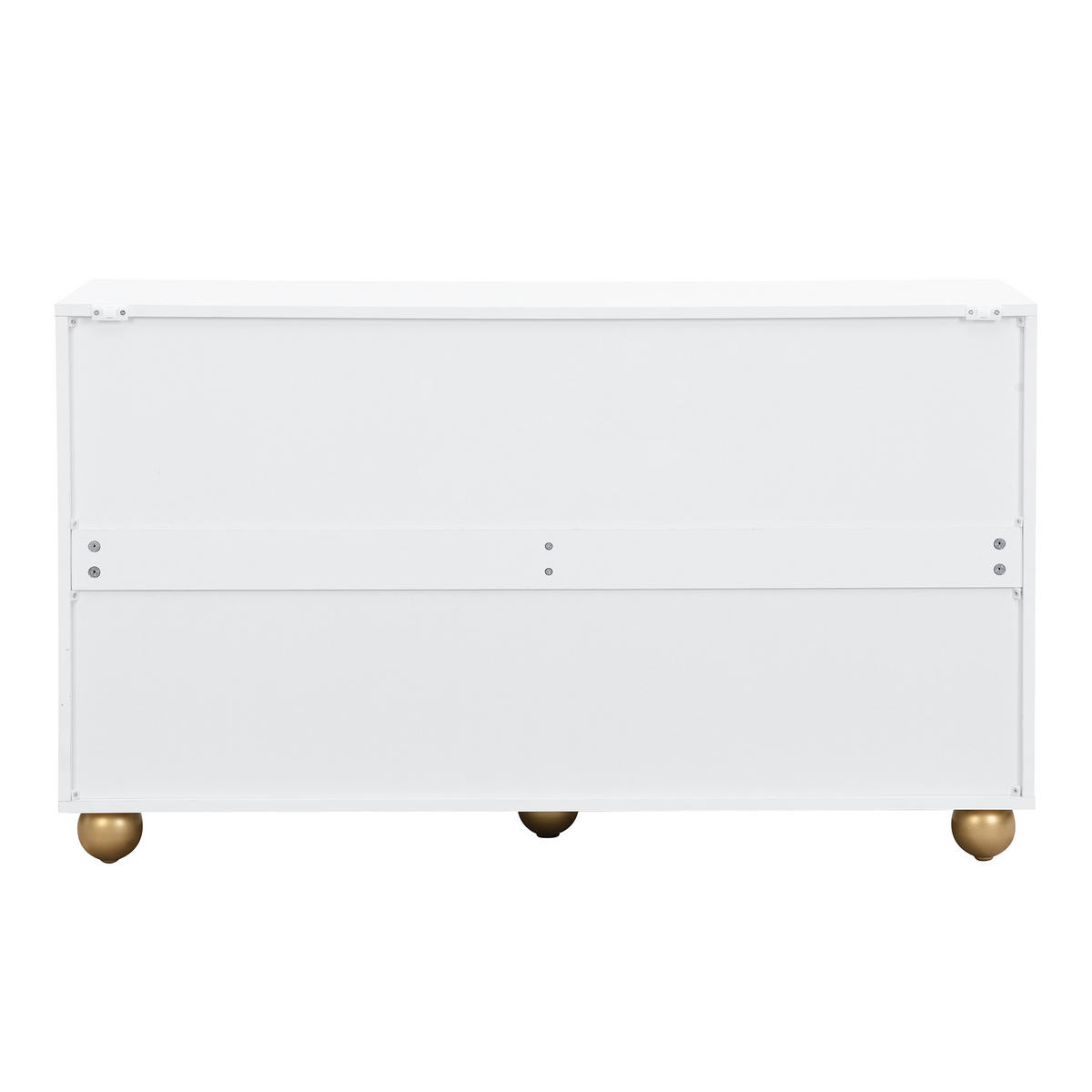 KOMODA bílá a zlatá 120 cm s geometrickou rytinou a kulovými nožičkami - bílá, kompozitní dřevo (120/71.5/35cm) - Urban Meuble