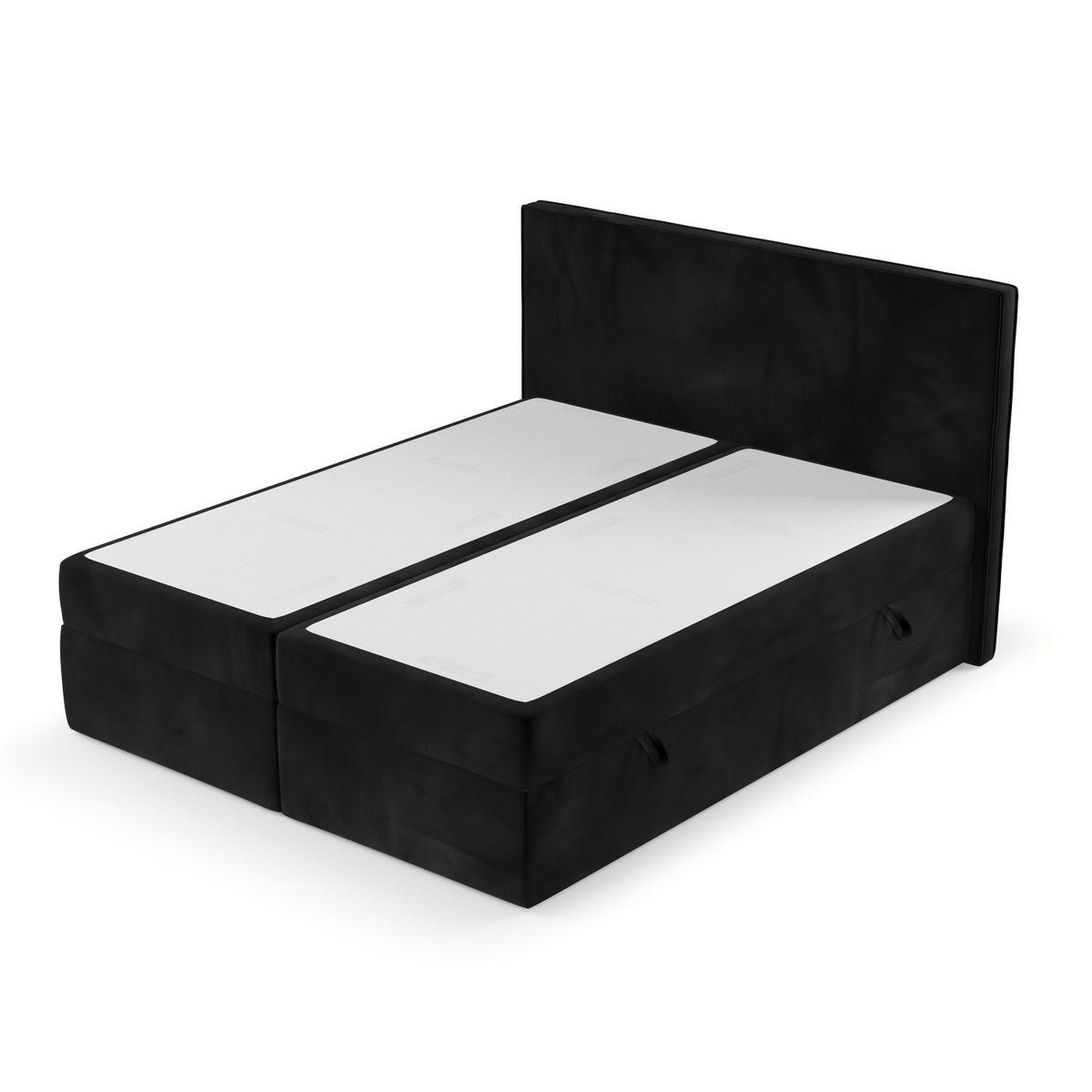 BOXBETT Nuvia 140/200 cm Schwarz im Kronos Stoff - Schwarz, Holz/Holzwerkstoff (140/200cm) - AltaBeds