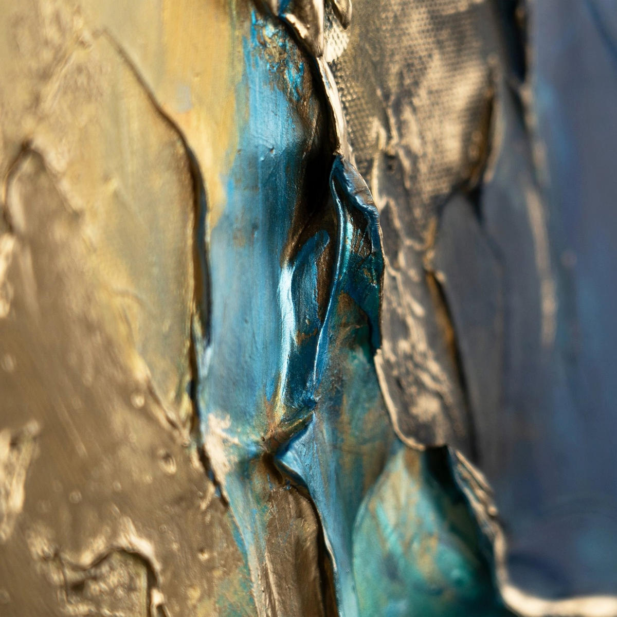 GEMÄLDE Abstrakte Symphonie II Schattenfugenrahmen Gold 120x80 cm - Goldfarben, Holz (120/80cm) - YS-art gallery