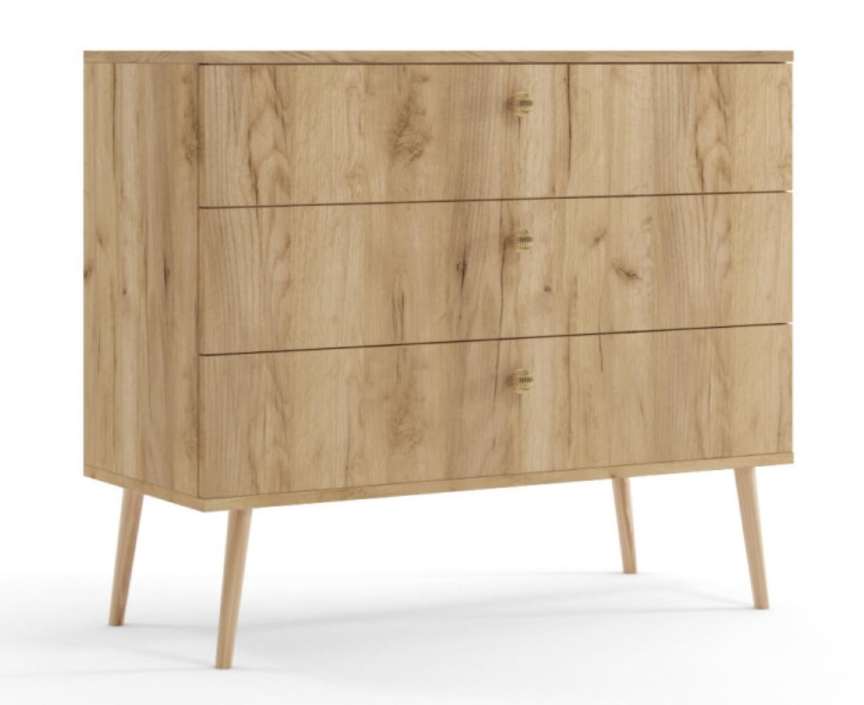SIDEBOARD Golden Craft Eiche Boho Mit Schubladen Mit Massivholzbeinen - Multicolor, Holzwerkstoff (100/85/41cm) - Sepro Meble
