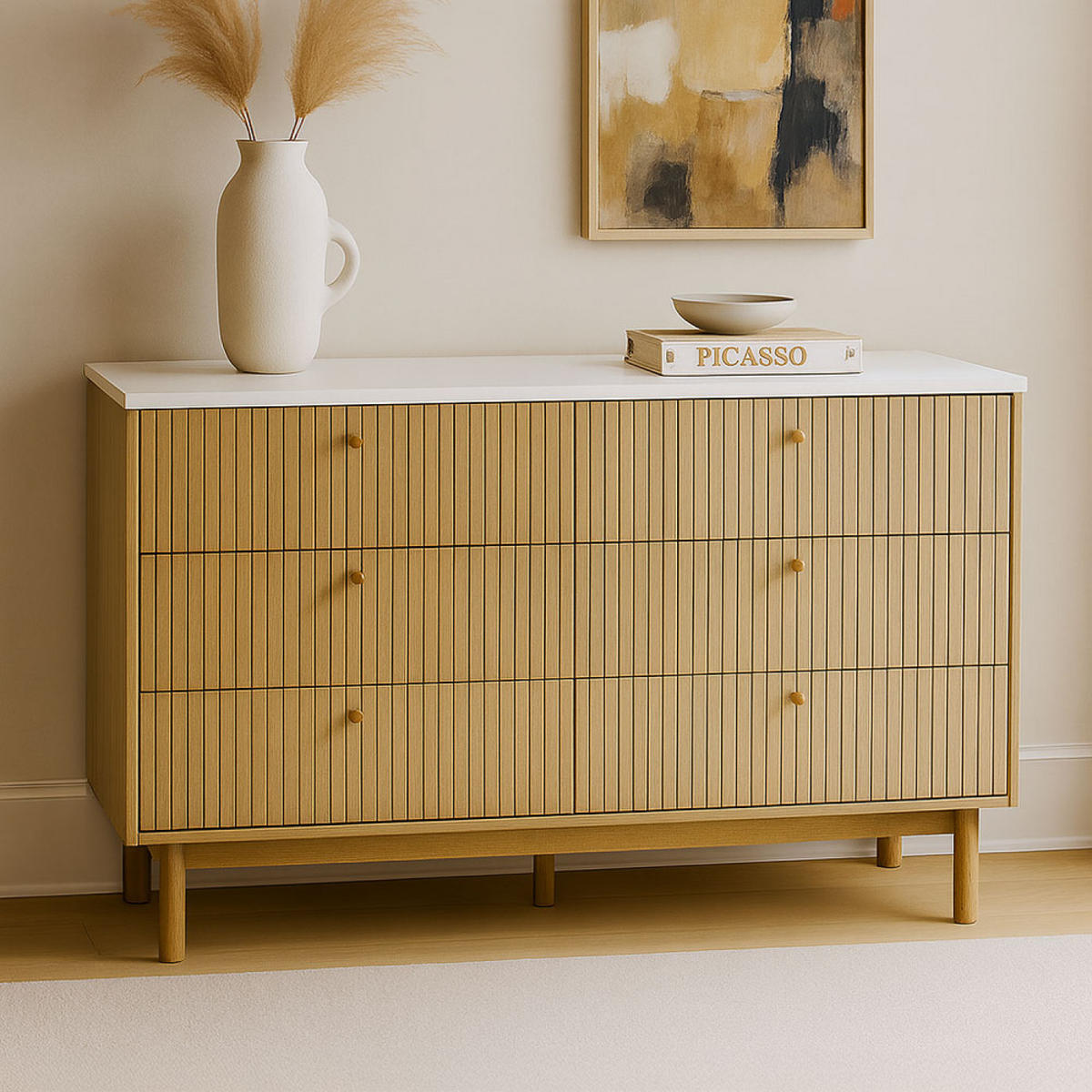 SIDEBOARD Brox Weiß Länge 120 cm - Weiß, Holz (120/40/75cm) - Concept Usine