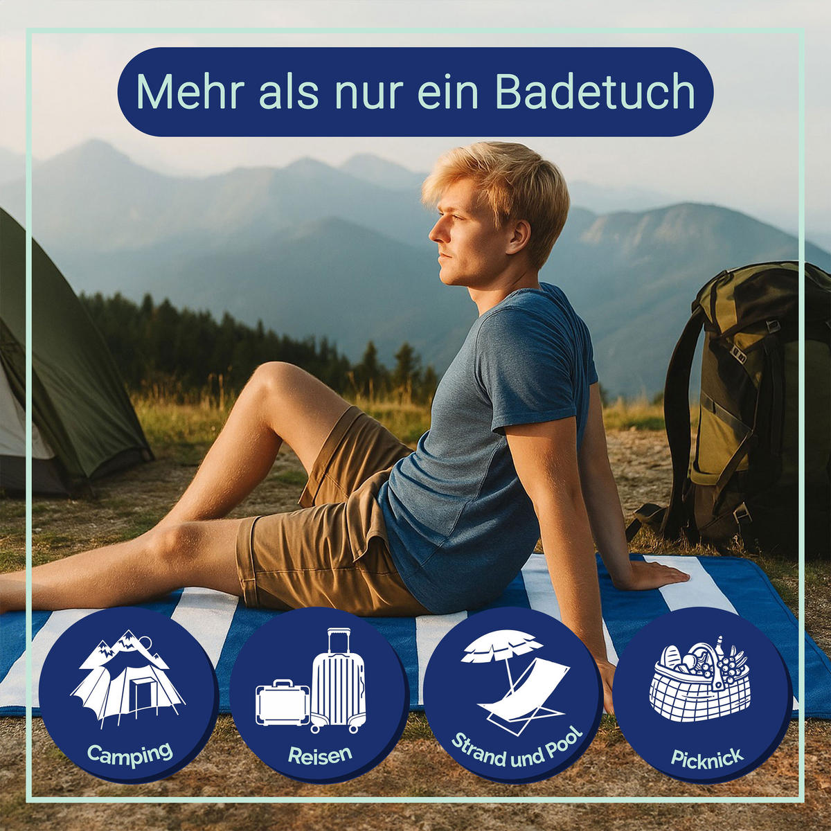 STRANDTUCH, 90x180 cm, 100% Polyester - Blau, Textil (90/180cm) - Zollner