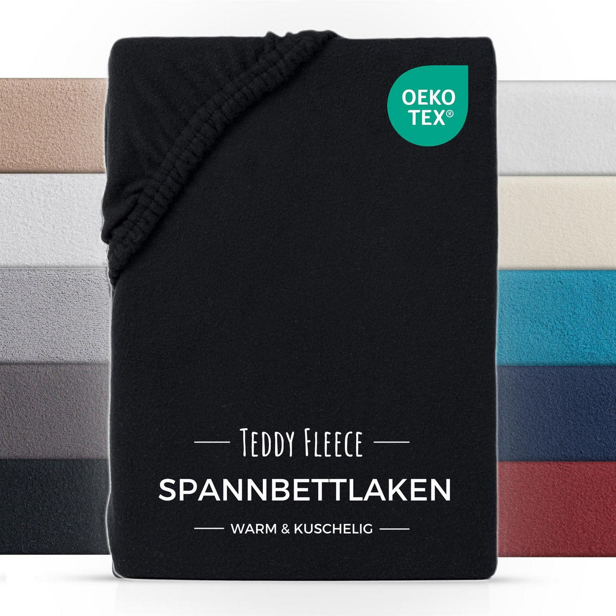 SPANNBETTLAKEN-TEDDY Warmes Winter Bettlaken 160x200 cm, Kuscheliges Teddy Laken Schwarz - Schwarz, Textil (160/200cm) - Carpe Sonno