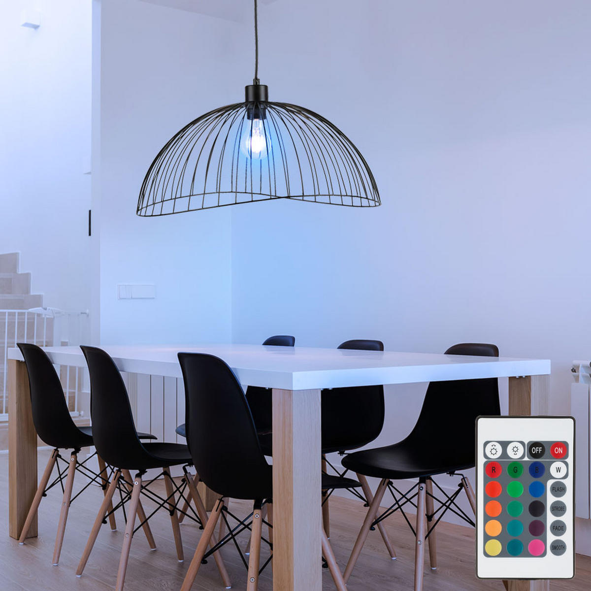 LED HÄNGELEUCHTE Metall Schwarz Gitteroptik - Schwarz, Metall (46/46/120cm)