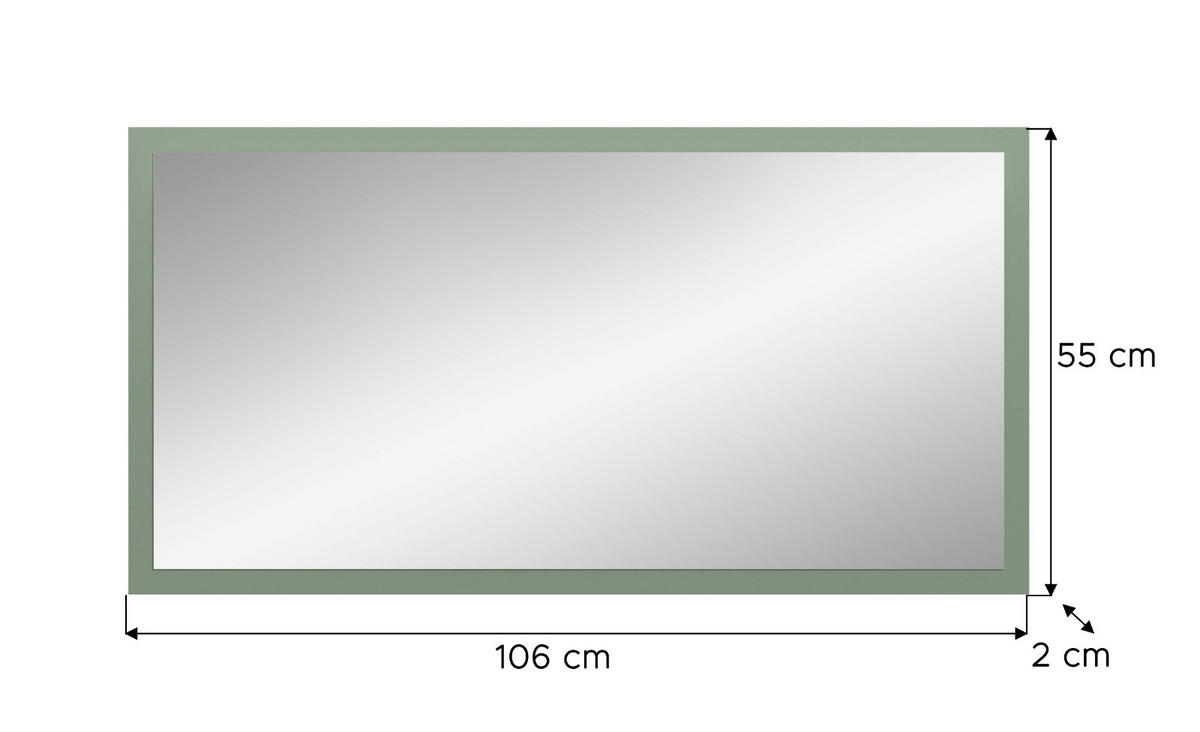 WANDSPIEGEL grün 106 x 55 cm, Garderobenspiegel mit Rahmen - Grün, Glas/Holzwerkstoff (106/55/2cm) - Inn.Furn