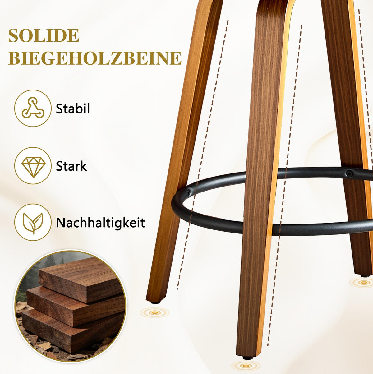 BARHOCKER 2er-Set mit Blüten-Rückenlehne, Bugholz, PU-Leder, Weiß - Weiß, Holz (41.5/89/46.5cm) - Meubliv