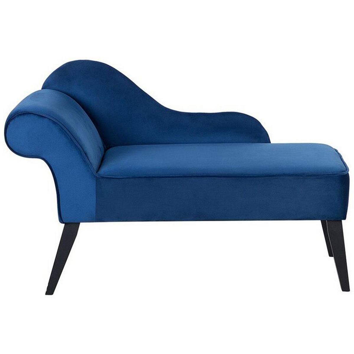 CHAISELONGUE Samtstoff marineblau linksseitig Biarritz - Blau, Textil (116/77/56cm) - Beliani