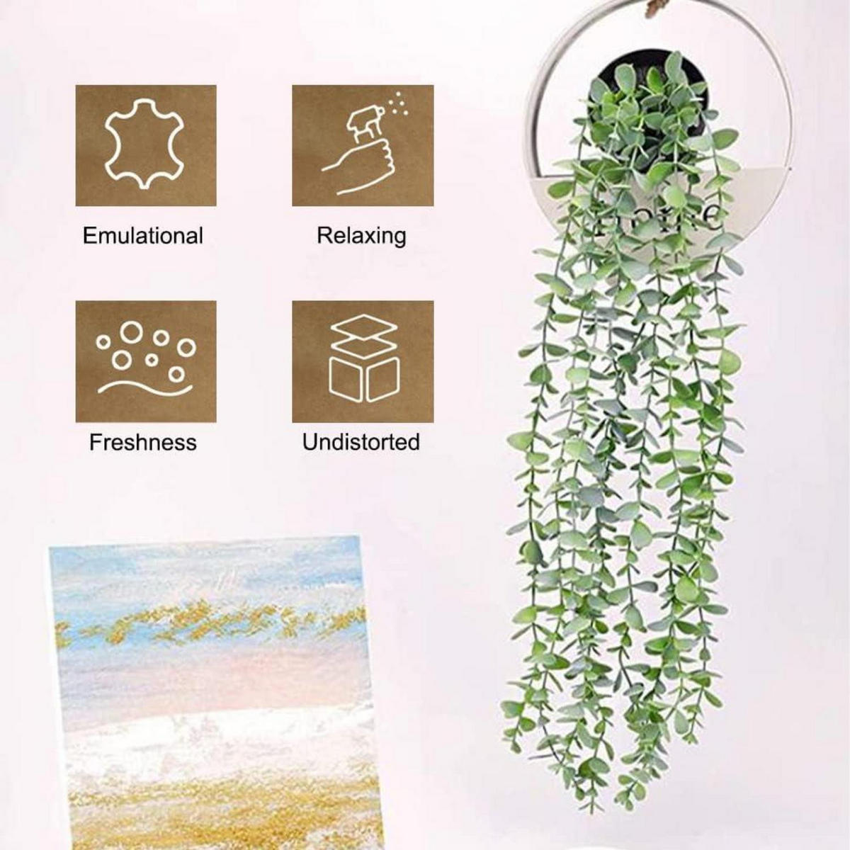 HÄNGEPFLANZE Künstlich 2er Set Eukalyptus 56 cm - Grün, Kunststoff (56cm)