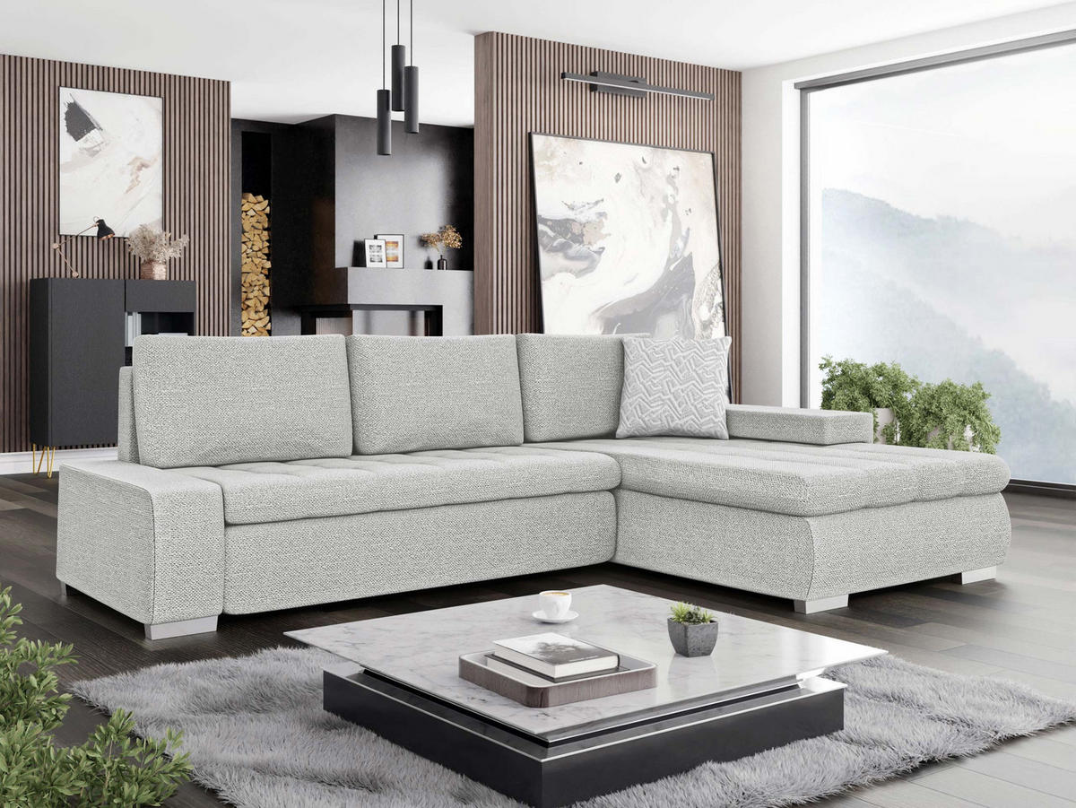 ECKSOFA Orkan Mini Premium - Silberfarben, Holz/Textil (265/185cm) - MIRJAN24