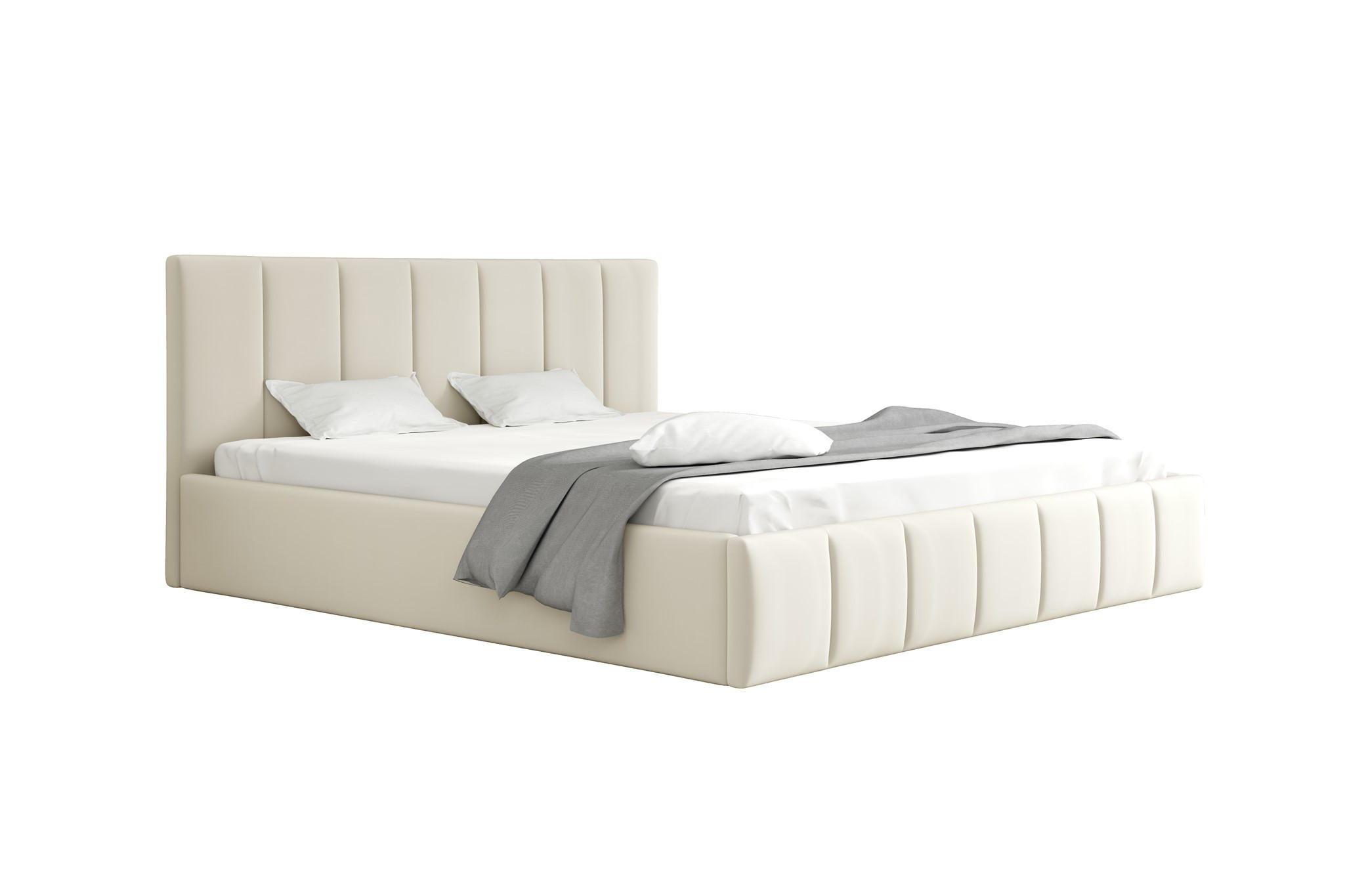POLSTERBETT Detroit Komplettset - Creme, Holzwerkstoff/Textil (120/200cm) - Fun Möbel
