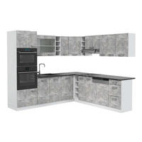 ECKKÜCHE R-Line Beton/Weiß 237 x 247 cm, AP Anthrazit - Schieferfarben/Weiß, Holzwerkstoff (247/81.6/60cm) - Vicco