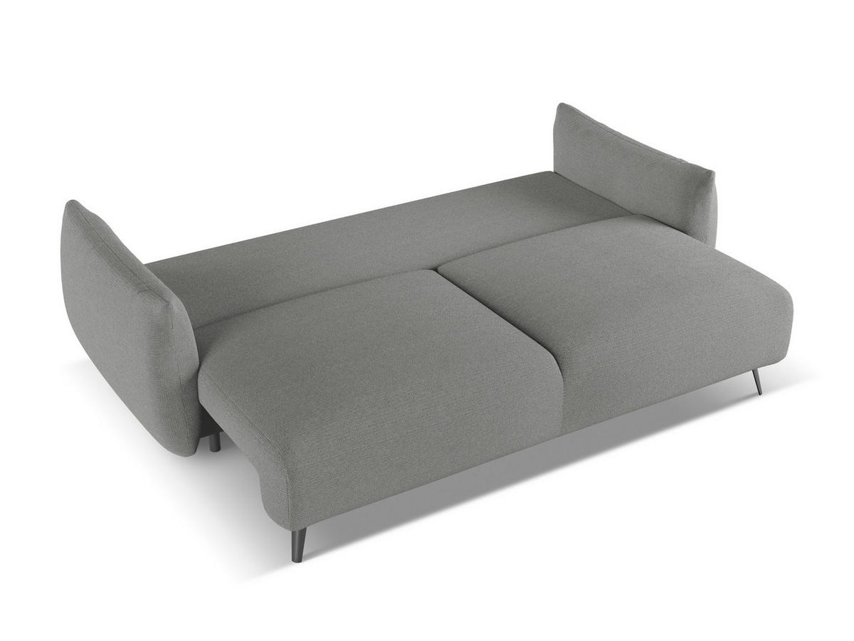 3-SITZER SOFA mit Schlaffunktion Chenille Stoff Grau - Schieferfarben/Schwarz, Textil/Metall (230/86/105cm) - Makamii