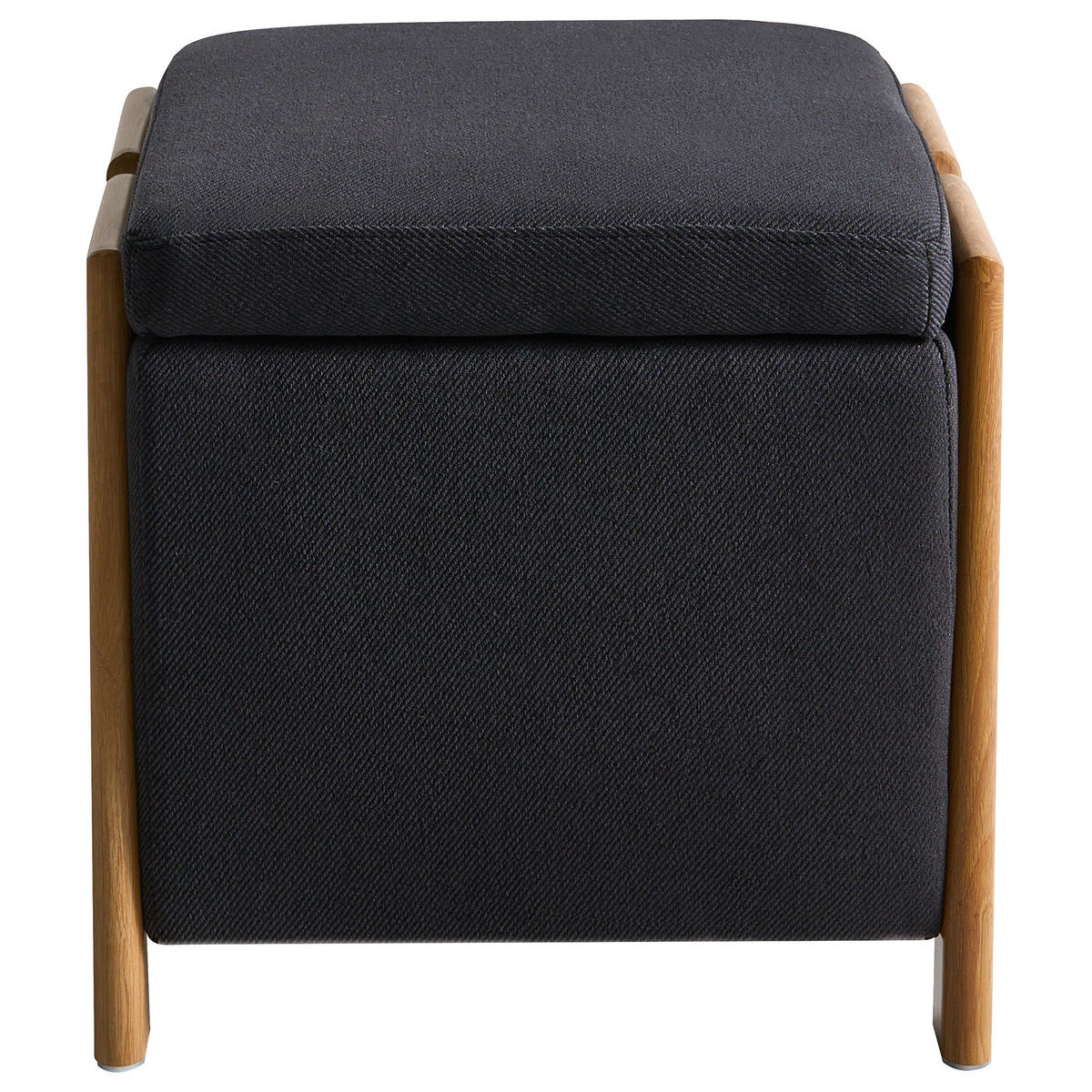 POUF cu spațiu de depozitare textil 45 cm negru Edland - negru, material textil (45/44/43cm) - Beliani