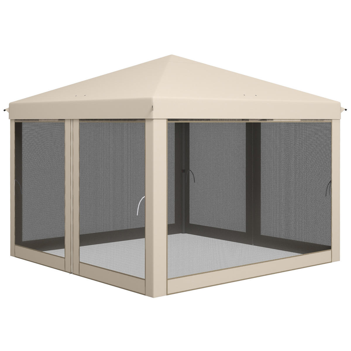 PAVILLON, wasserdicht, 4 Moskitonetze + Tragetasche,3 x3x2,65 m - Beige, Metall (295/265/295cm) - Vallsero