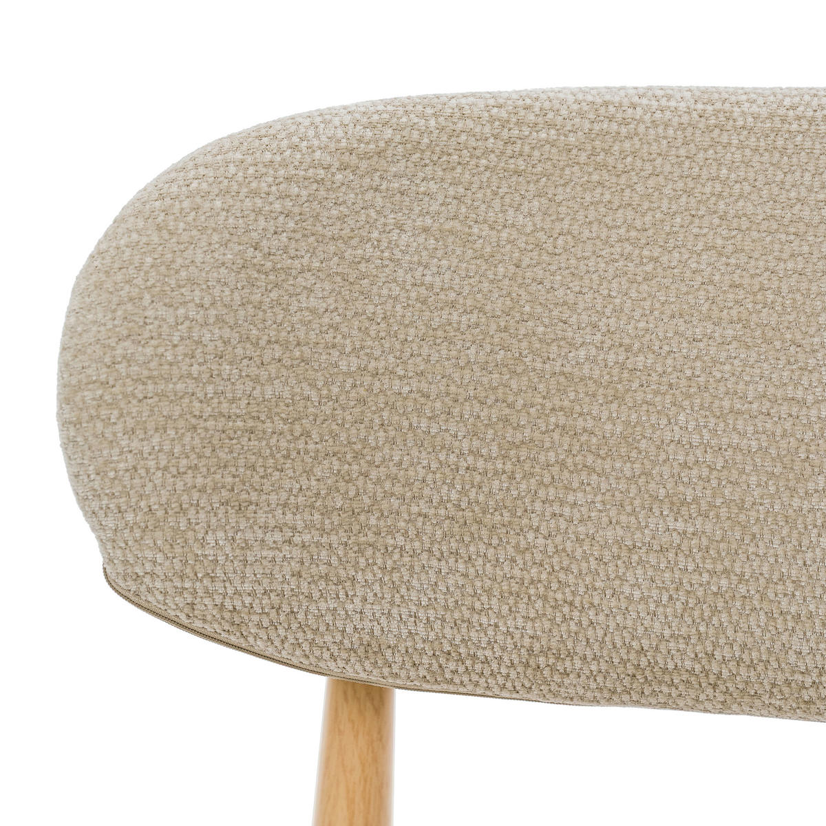 STUHL ALMO gepolstert Beine in Holzoptik - hellbeige - Chenille - Sandfarben/Eichefarben, Textil/Metall (47/77/54cm) - NEW HOME