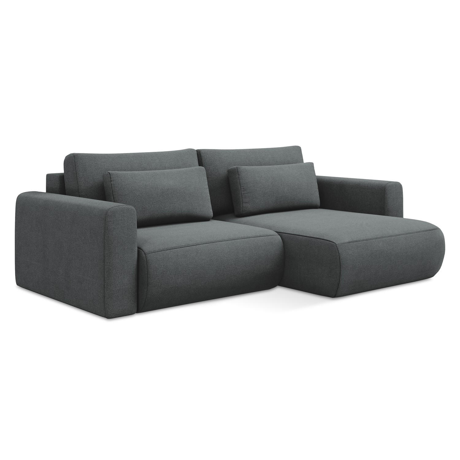 ECKSOFA mit Schlaffunktion Strukturstoff Stoff Grau - Schwarz/Grau, Kunststoff/Textil (240/149cm) - LaMiaSofa