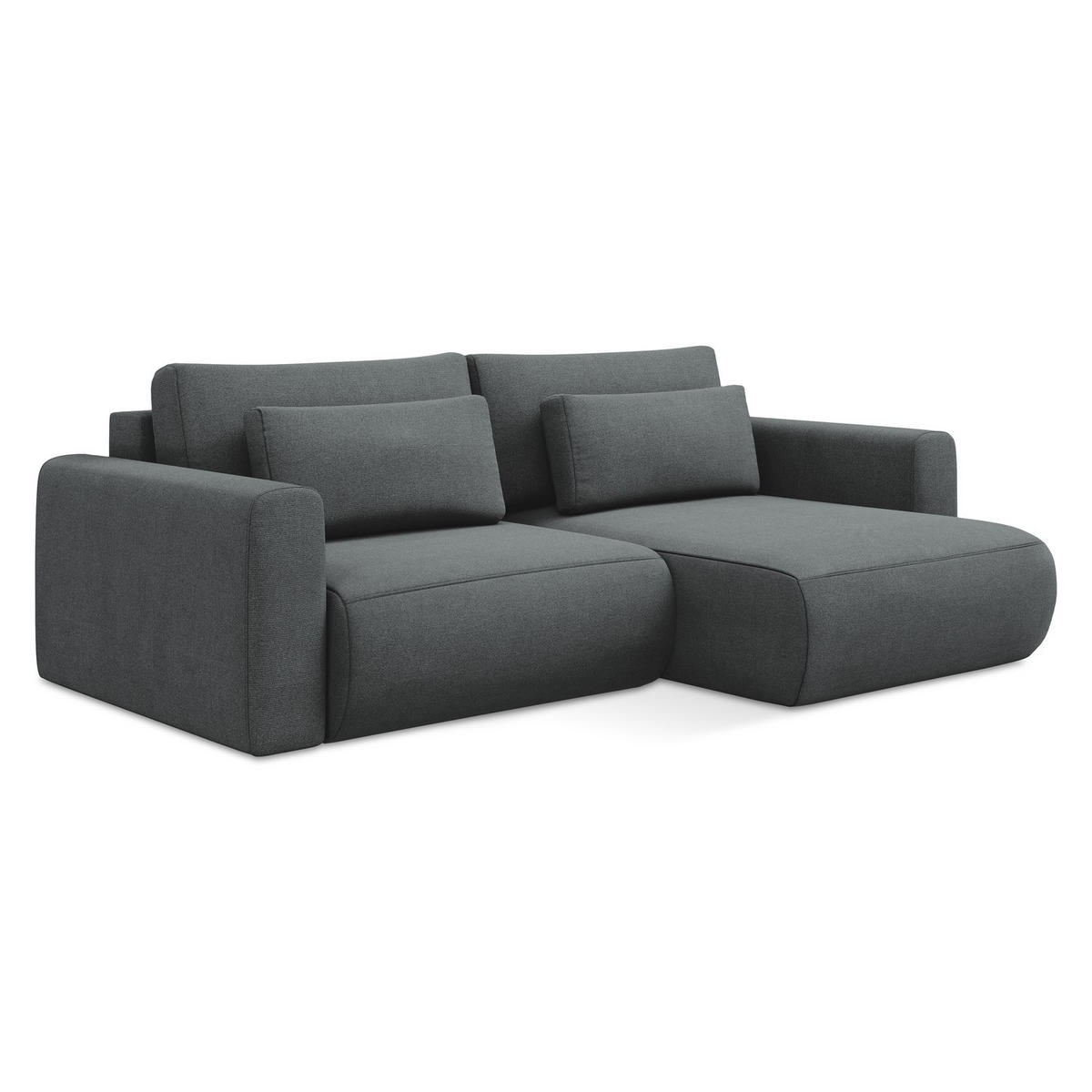 ECKSOFA mit Schlaffunktion Strukturstoff Stoff Grau - Schwarz/Grau, Kunststoff/Textil (240/149cm) - LaMiaSofa