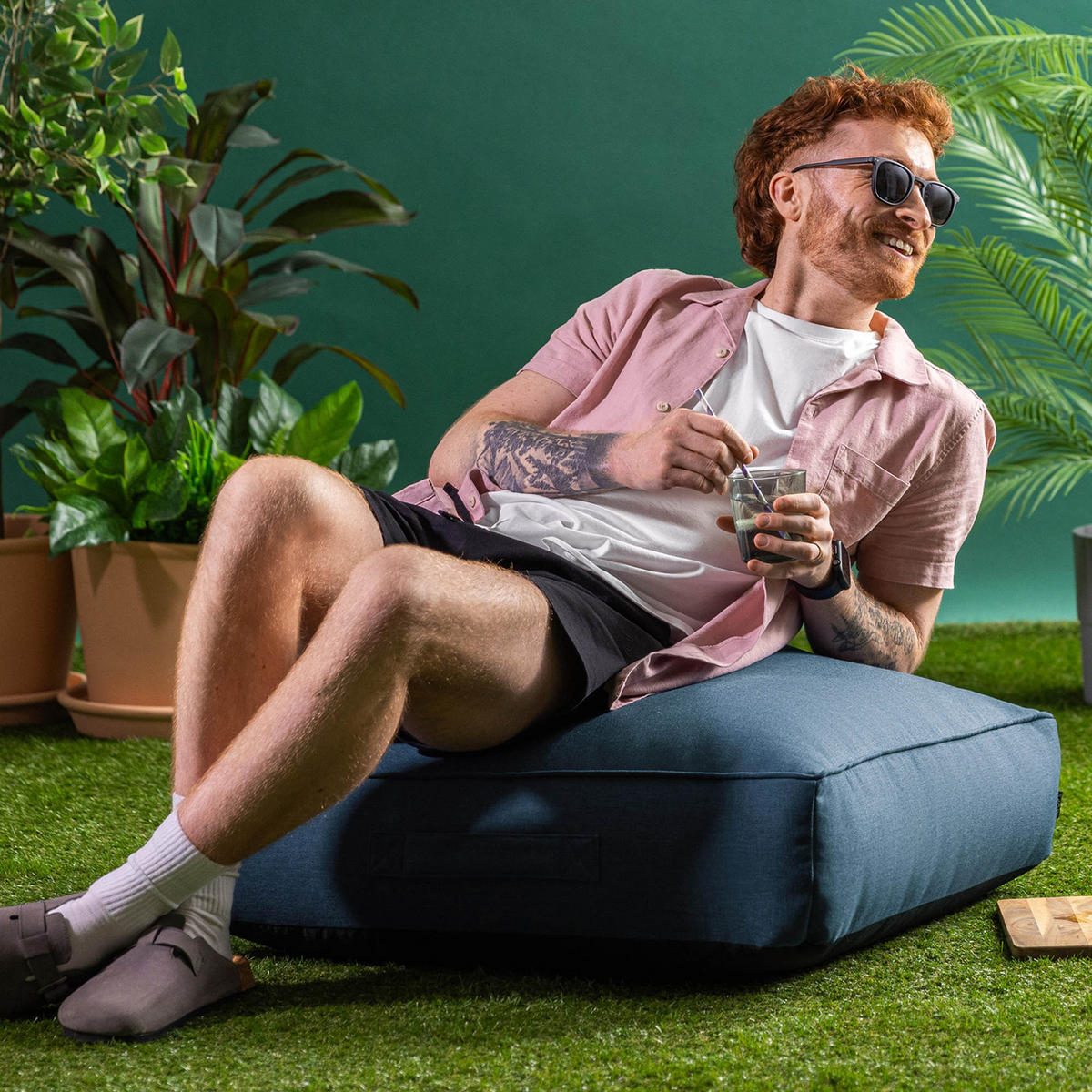 BODENKISSEN mit Sitzsackfüllung Solus - Blau, Textil (72/22/72cm) - icon