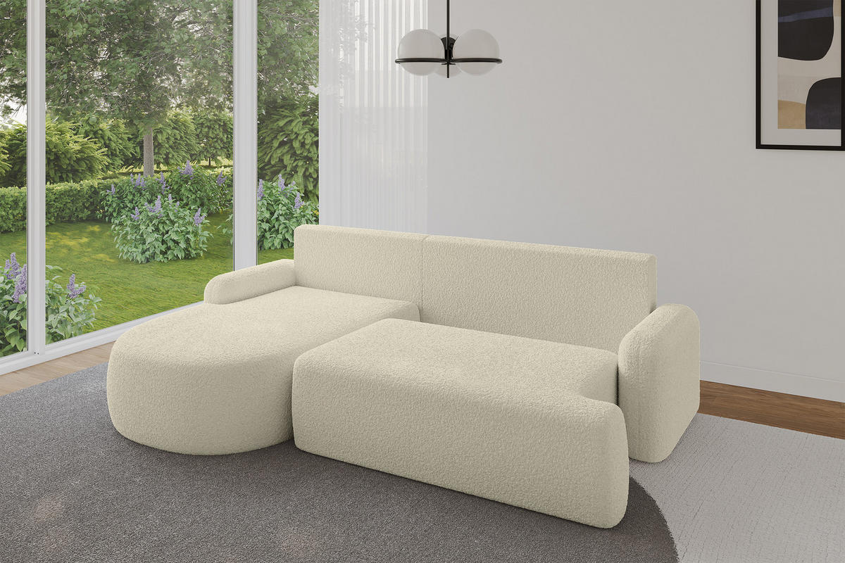 ECKSOFA mit Schlaffunktion und Bettkasten LIRA-L - 264x172x89 Beige - Beige, Holzwerkstoff/Textil (264/172cm) - ALTDECOR