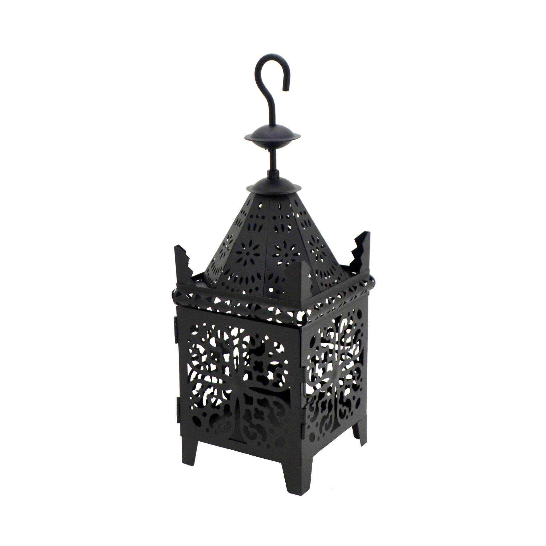 DEKORATIVES LATERNEN SET, 2 pieces Schwarz 14/14/38 cm - Schwarz, Metall (14/38/14cm) - Mobili Rebecca