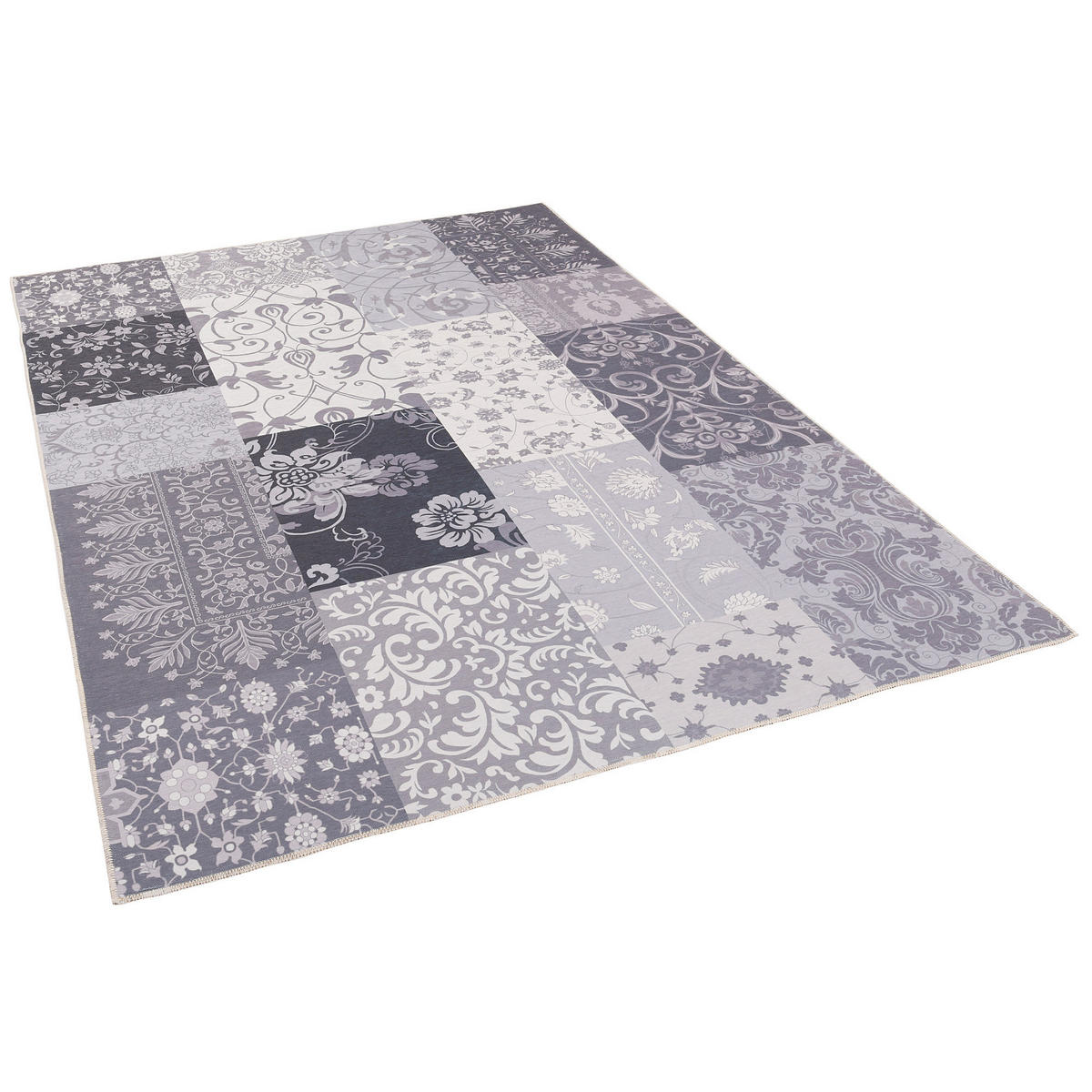 LUXUS VINTAGE DESIGNERTEPPICH PATCHWORK - Anthrazit, Textil (200/290cm) - Pergamon