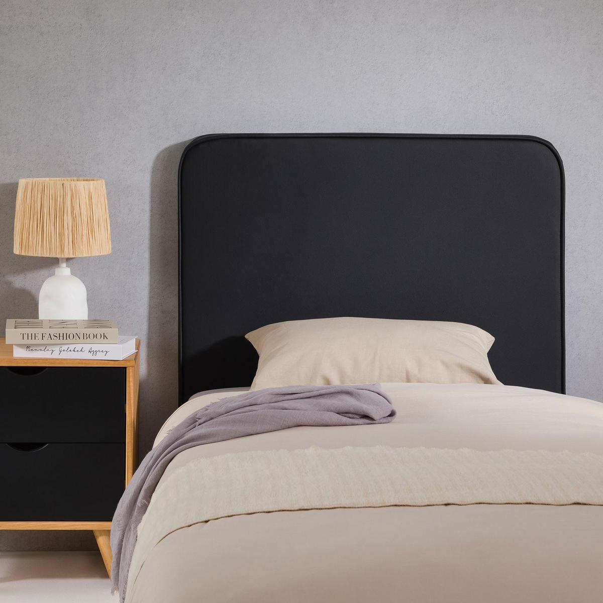 KOPFTEIL ARIELA 90x190 cm schwarz - Schwarz, Textil (90/68/6cm) - IDIMEX