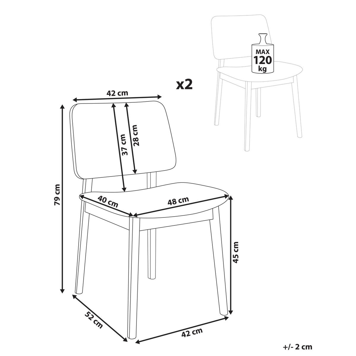 ESSZIMMERSTUHL 2er-Set Dunkelbraun Blane - Dunkelbraun/Beige, Holz (48/79/53cm) - Beliani