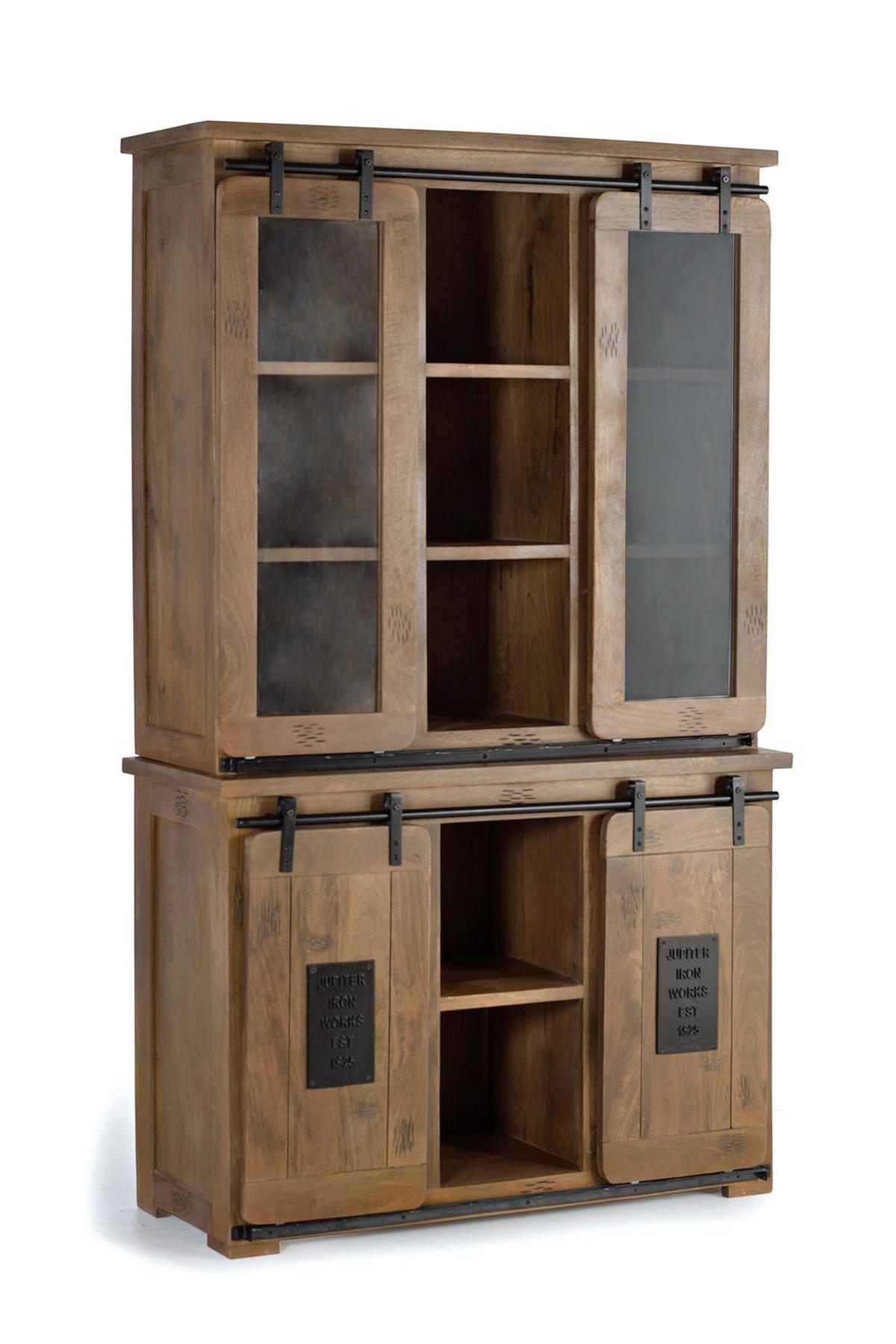 VITRINE mit Glastüren und Schubladen - Braun, Holz (47/200/120cm) - Giner y Colomer