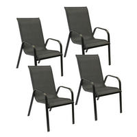 GARTENSTÜHLE Marbella Grau und Anthrazitgrau 4er-Set - Grau, Kunststoff (56.5/92.5/76cm) - Happy Garden