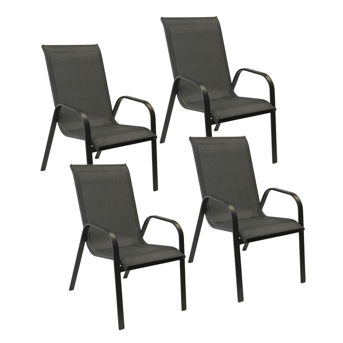 GARTENSTÜHLE Marbella Grau und Anthrazitgrau 4er-Set - Grau, Kunststoff (56.5/92.5/76cm) - Happy Garden