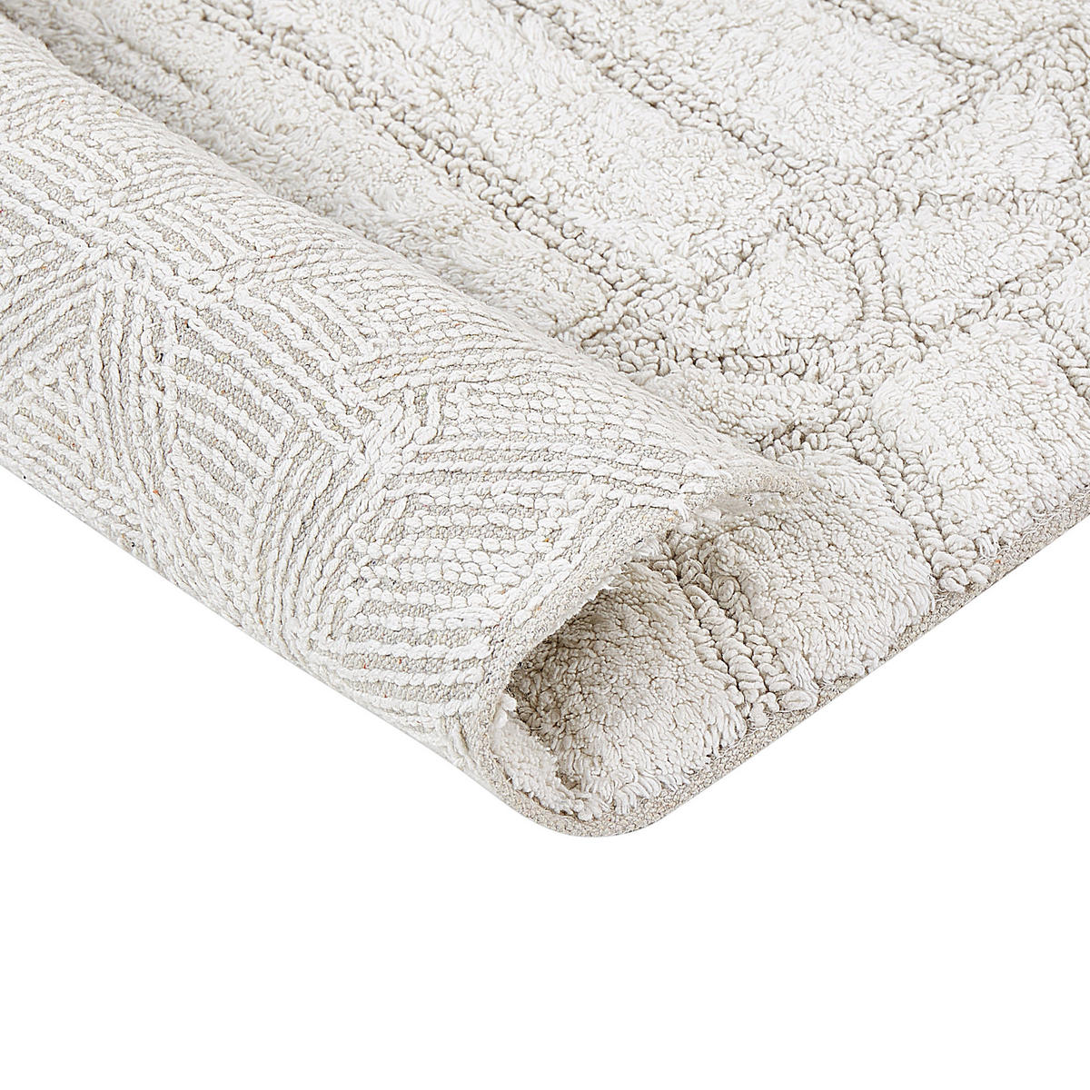 KOUPELNOVÁ PŘEDLOŽKA Světle béžová 60/90 cm Bavlna Tekke - béžová, textil (60/90cm) - Beliani