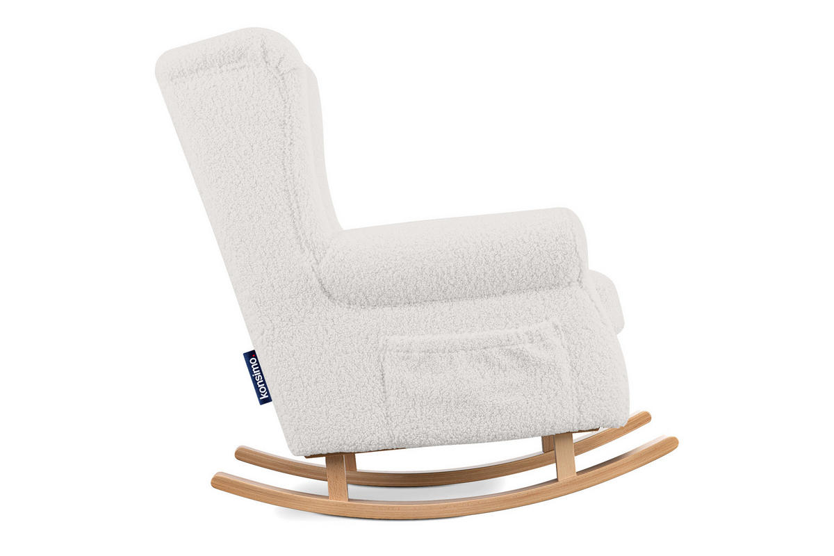 SCHAUKELSESSEL TULES mit Tasche für kleine Gegenstände, Weiß - Eichefarben/Weiß, Eichenholz/Holzwerkstoff (80/105/105cm) - KONSIMO®