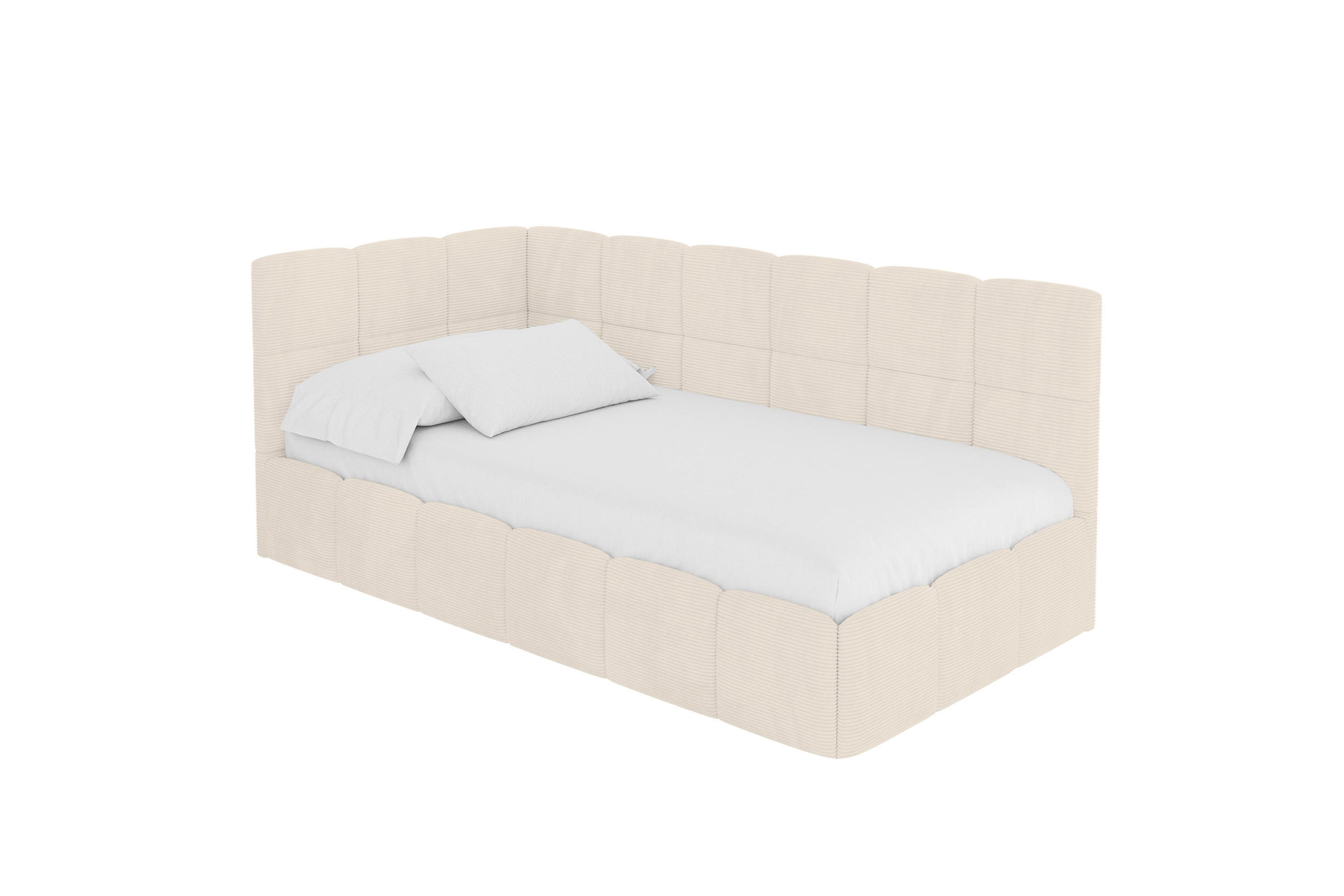 EINZELBETT Jugendbett mit Bettkasten Rechts, ohne Matratze - LIVY 80x200 Beige - Sandfarben, Holzwerkstoff/Textil (80/200cm) - ALTDECOR
