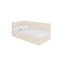 EINZELBETT Jugendbett mit Bettkasten Rechts, ohne Matratze - LIVY 80x200 Beige - Sandfarben, Holzwerkstoff/Textil (80/200cm) - ALTDECOR