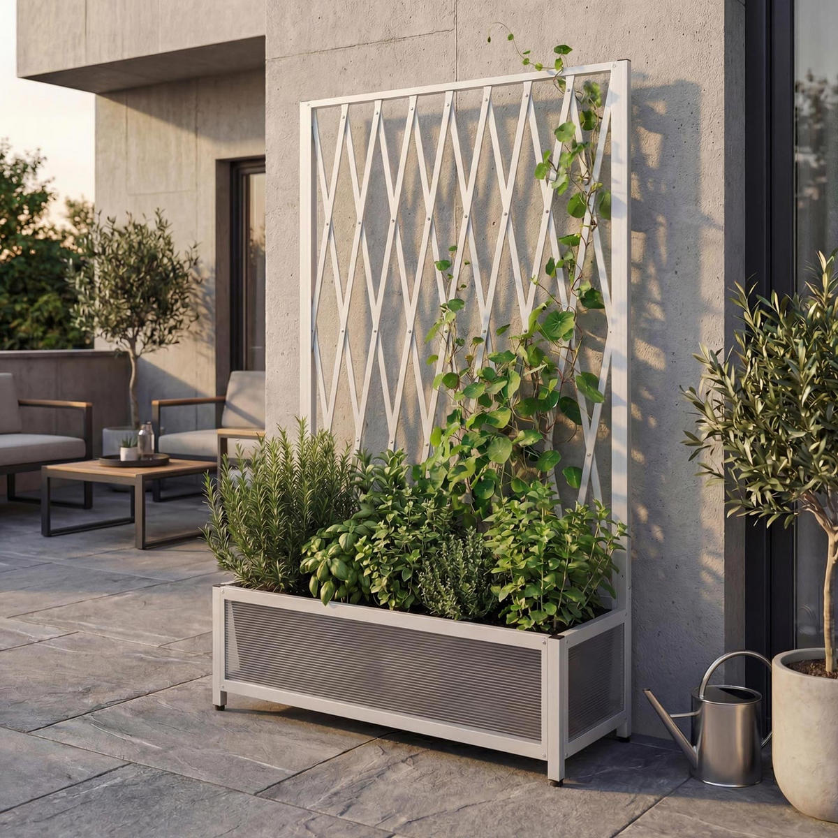 RANKGITTER Weiß - Weiß, Metall (90/152/35cm) - MCW