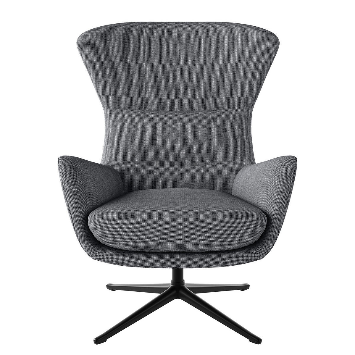 SESSEL mit Kreuzfuß - Schwarz/Grau, Textil/Metall (84/99/96cm) - home24