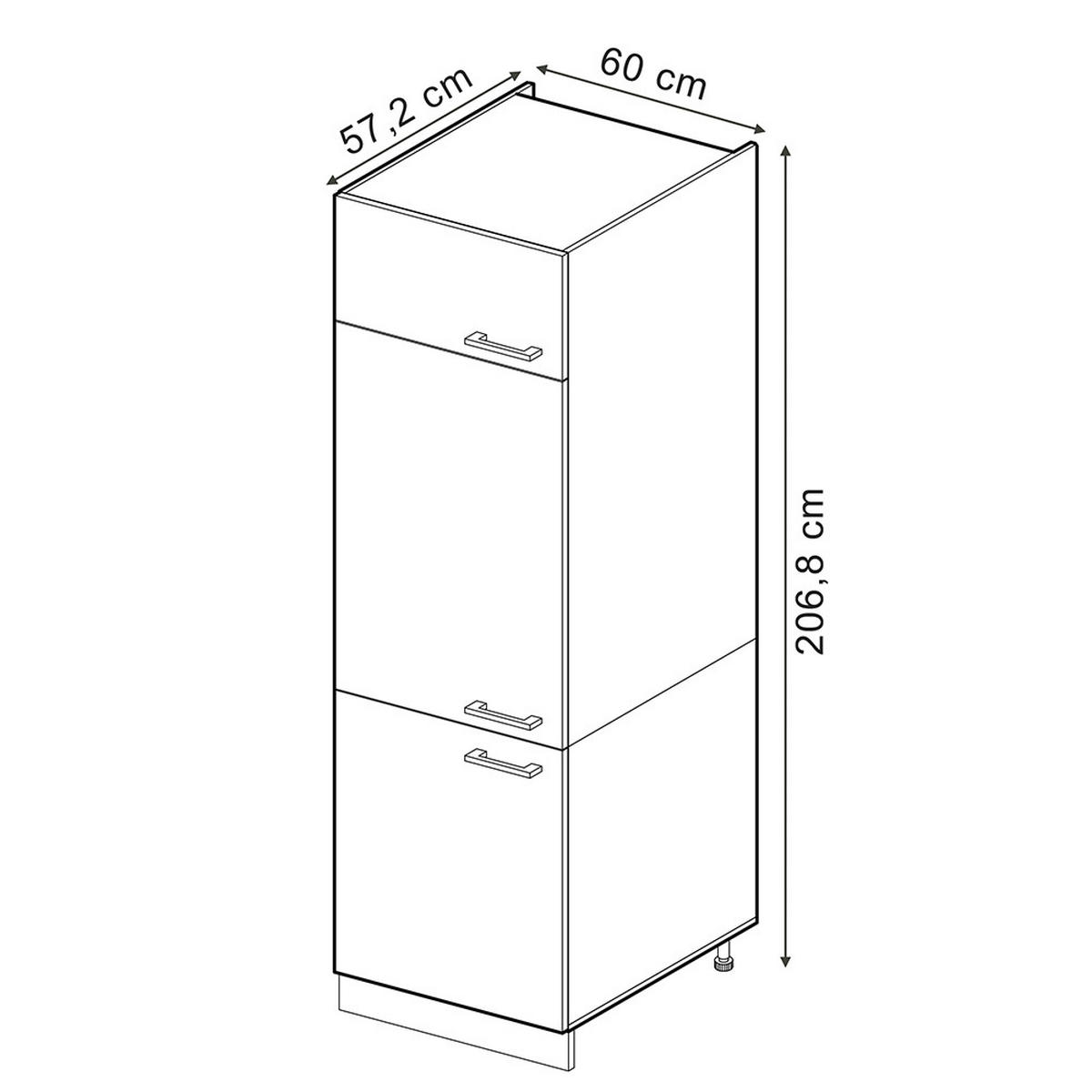 VORRATSSCHRANK R-Line, Beton/Goldkraft Eiche, 60 cm - Honigeiche/Grau, Holzwerkstoff (60/206.8/57.2cm) - Vicco
