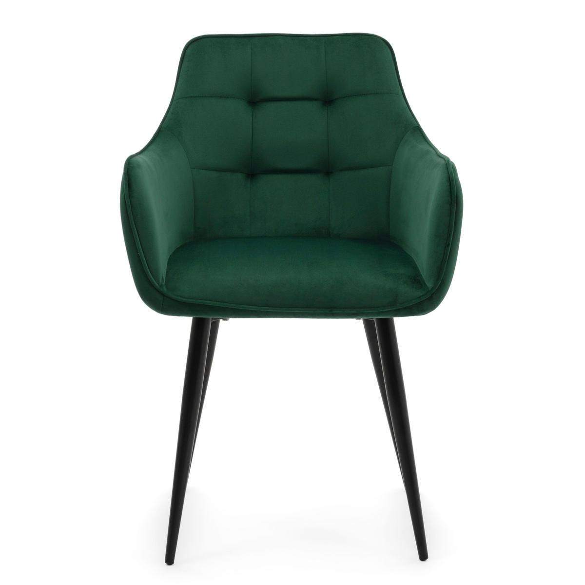 STUHL GALLO gespolstert mit Steppung - grün - Samt Velours - Schwarz/Grün, Textil/Metall (58/88/58cm) - NEW HOME