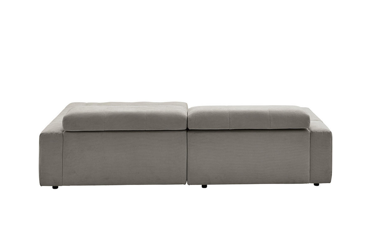 ECKSOFA MIT MOTORISCHEM SITZVORZUG RENO Grau Cord - Schwarz/Grau, Kunststoff/Textil (258/217cm) - KAWOLA