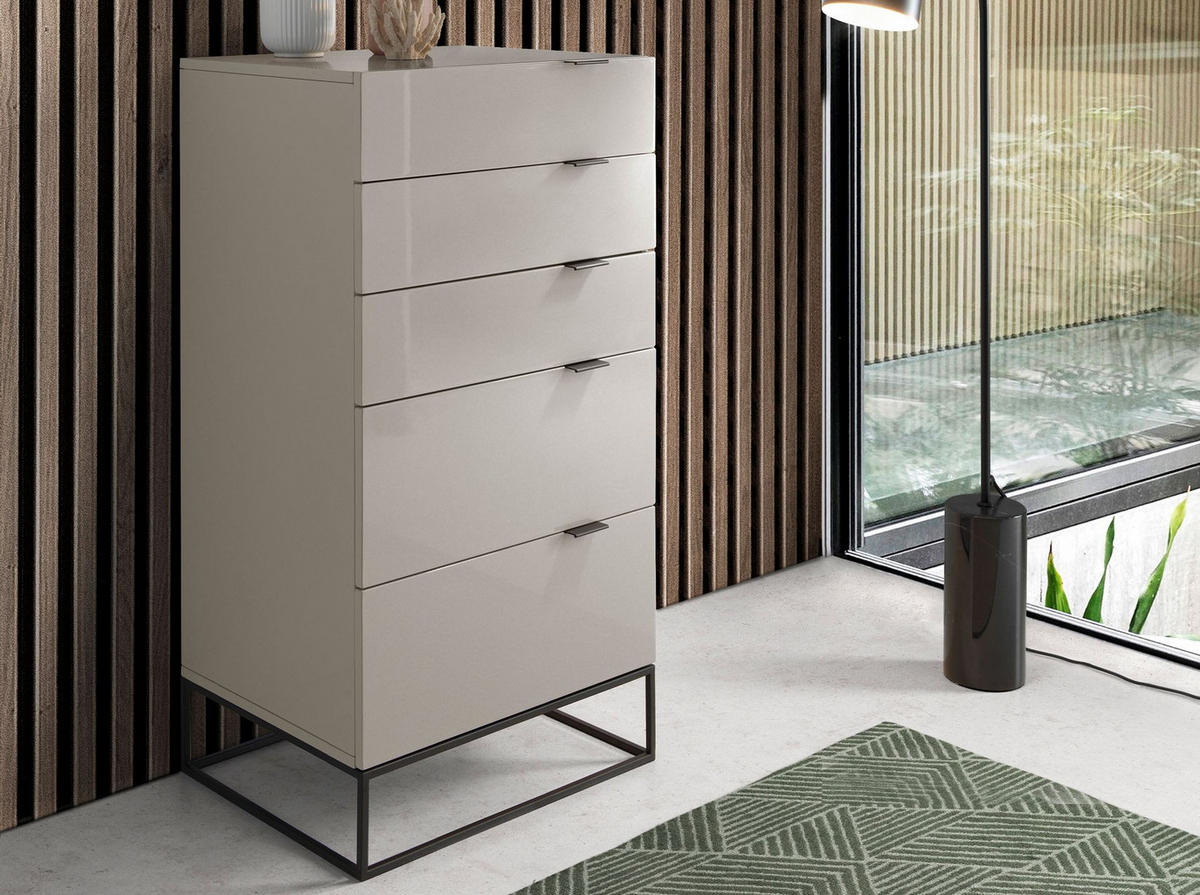 KOMMODE Chiffonier graues Holz und schwarzer Stahl 60/45/111 cm - Schwarz/Grau, Holz (60/111/45cm) - ANGEL CERDA