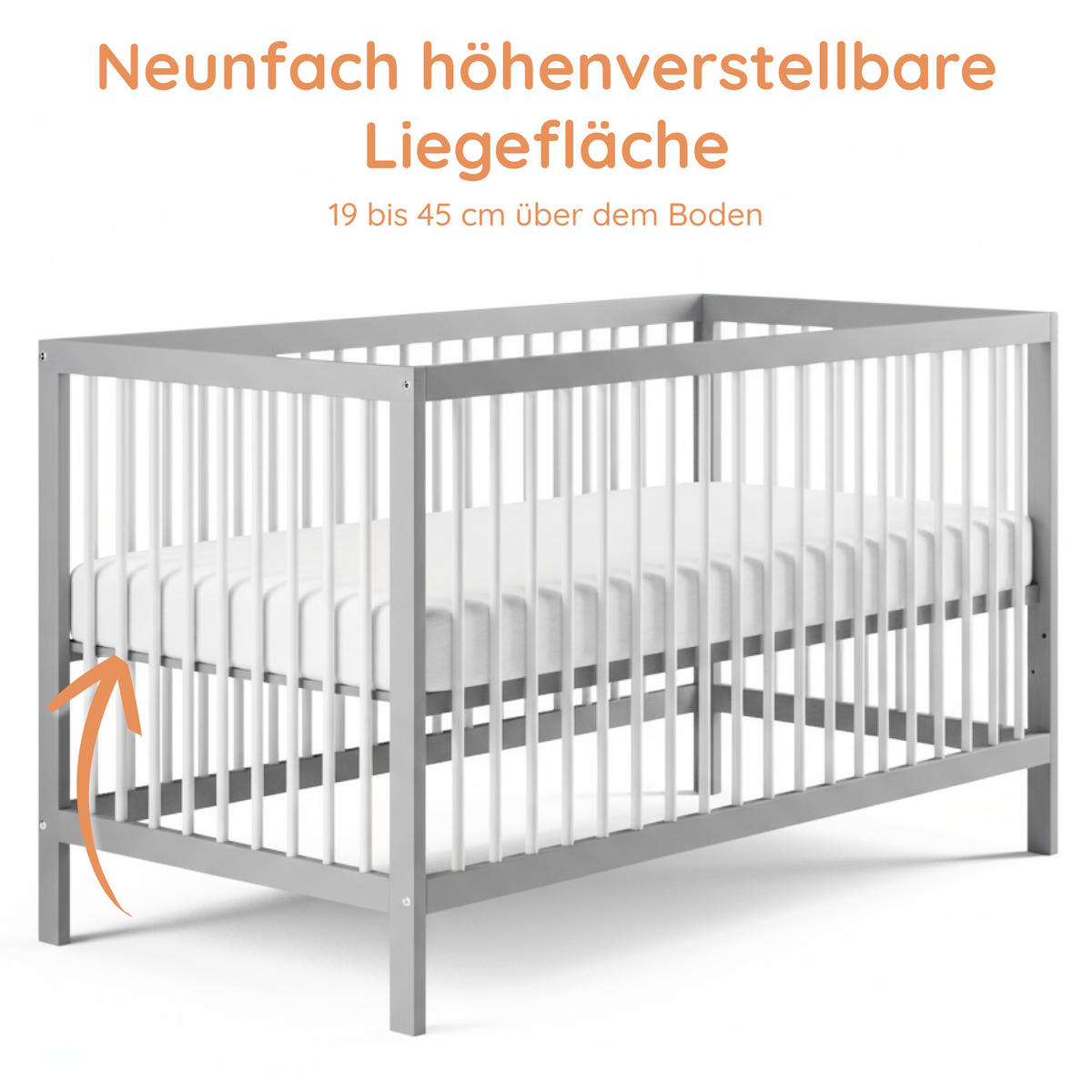 BABYBETT 70x140 cm in Grau - Grau, Holz (70/140cm) - Kids Collective