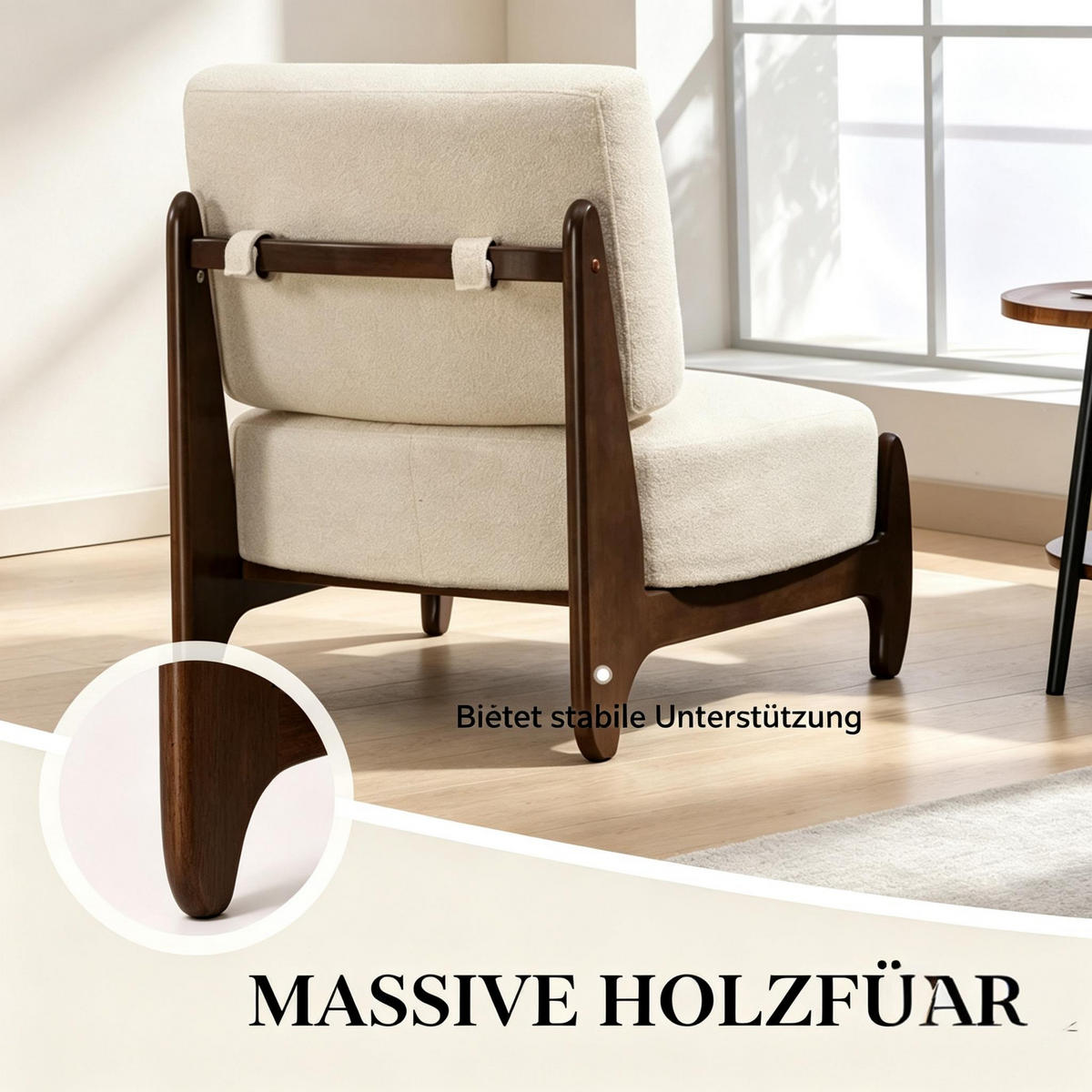SESSEL Chenille-Bezug mit dicken Kissen, DE-42179, Creme - Creme, Holzwerkstoff (72/81/73.5cm) - ComfortXL