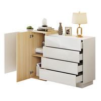 SIDEBOARD 140/35/76,5 cm in Weiß Hochglanz mit 4 Schubladen & 2 Türen - Weiß, Holzwerkstoff (140/76.5/35cm) - BEAOK