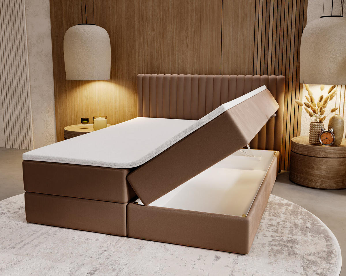 BOXBETT Marbella 180x200 Braun - Braun, Holz/Textil (180/200cm) - Graingold