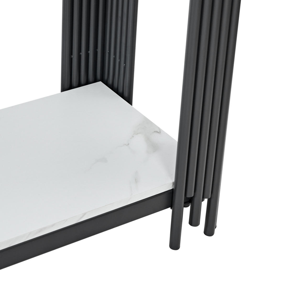 KONSOLENTISCH aus MDF 123x33x80 cm und Metall Schwarz/Weiß mit 2 Ablagen in Marmoroptik - Schwarz, Holzwerkstoff (123.5/33.5/80cm) - IVMEU