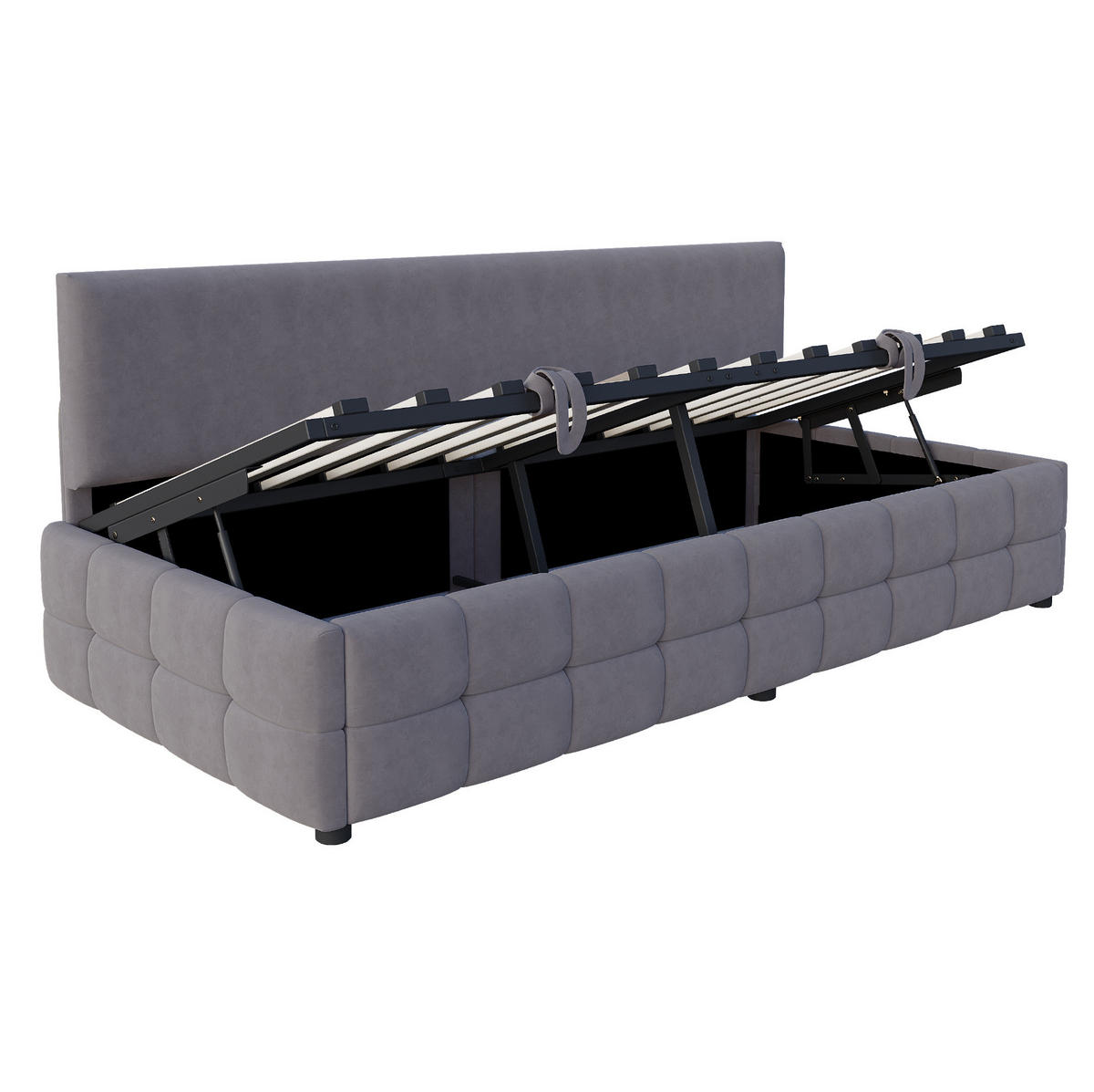 POLSTERBETT Schlafsofa aus Samt 90x200 cm Grau mit hydraulischem Stauraum - Grau, Textil (90/200cm) - IVMEU